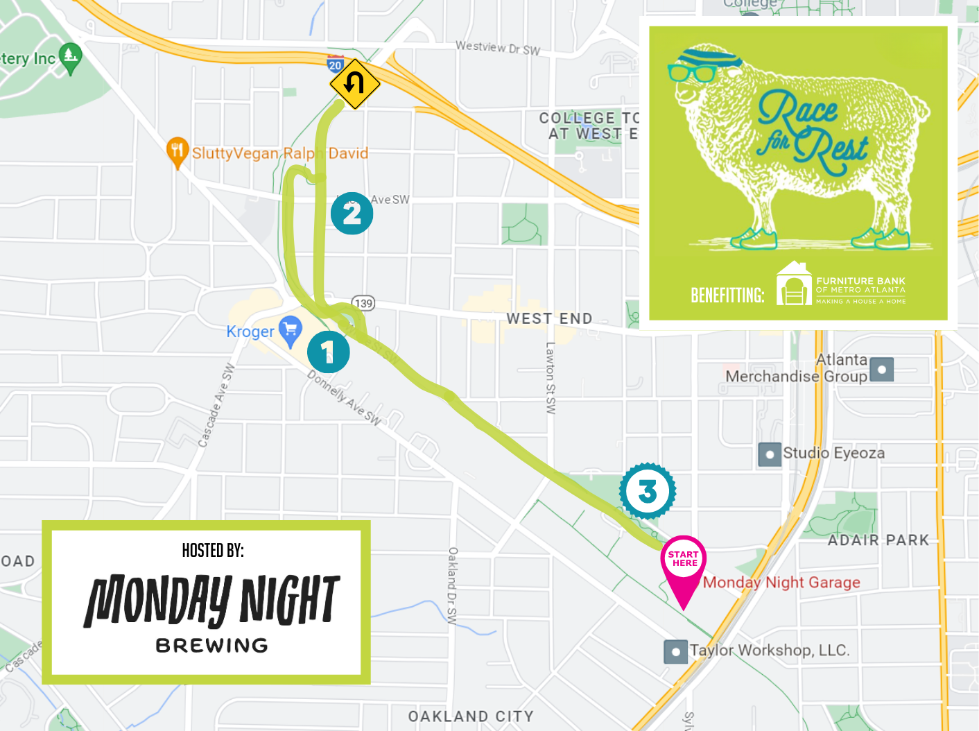 Race for Rest 5K Course Map